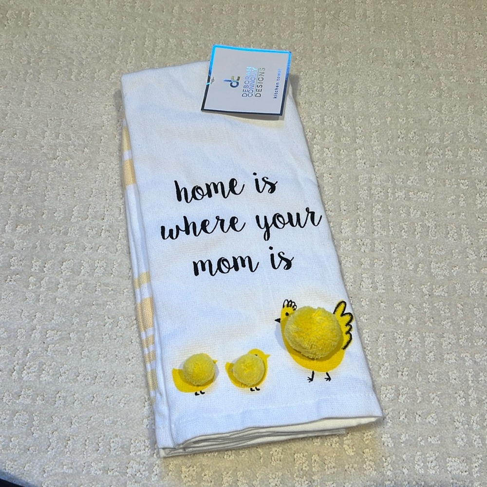 NWT dish towel set - 2 towels yellow and white theme